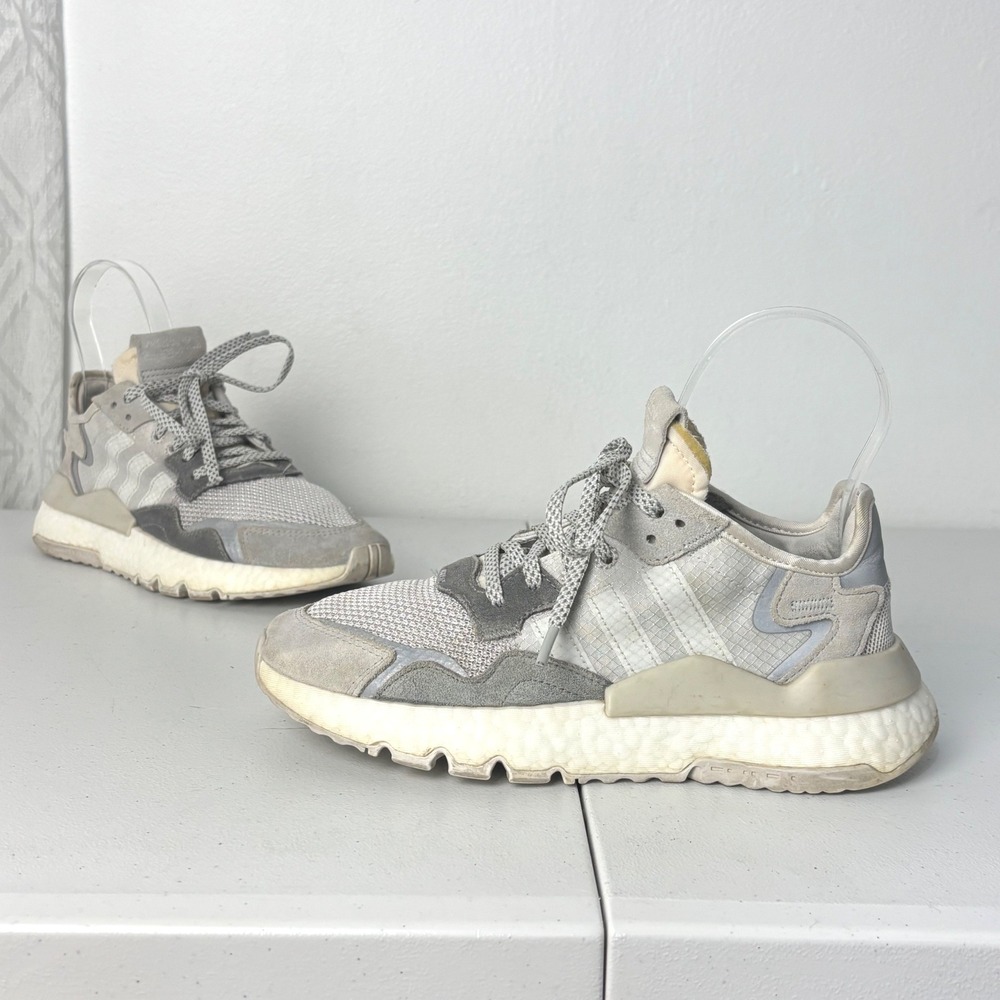 Adidas Nite Jogger Reflective Sneakers Womens 6.5 Athletic Grey Suede Mesh Gorp
